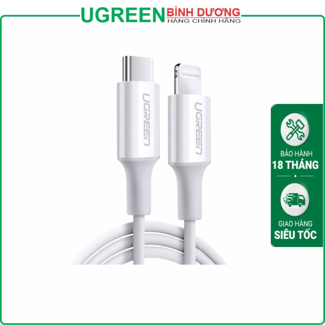 Cáp Sạc Ugreen 10493 (USB Type C to Lightning, dài 1m chuẩn MFI Apple)