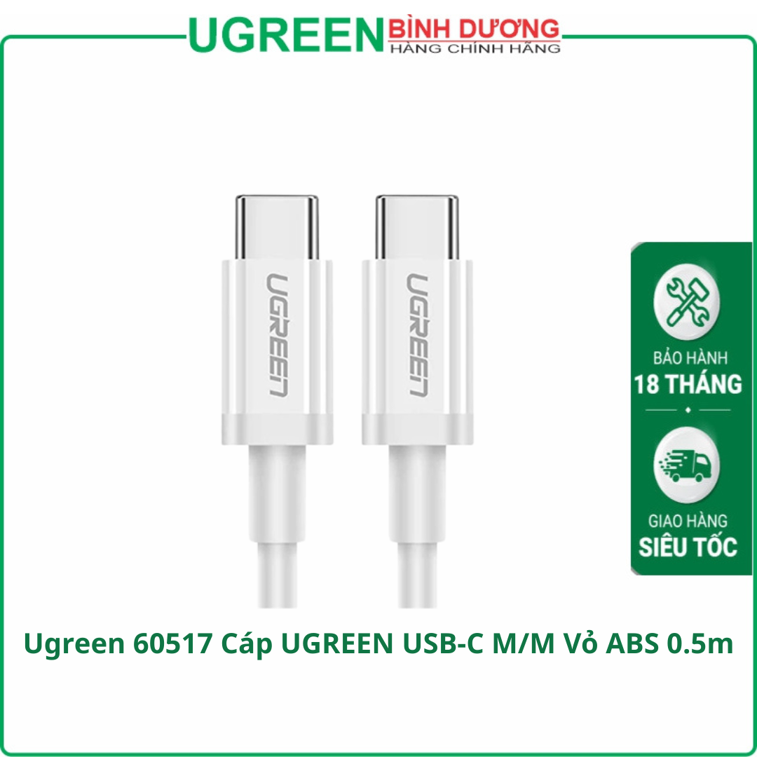 Cáp Sạc Ugreen 60517 (USB Type-C to Type-C, dài 0.5m)