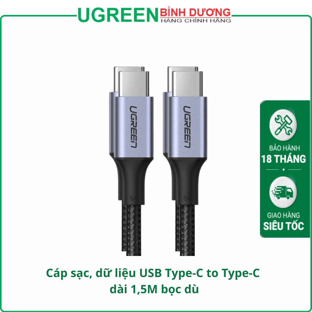 Cáp Sạc Ugreen 70428 (USB Type C to Type C, dài 1.5m, PD 100W)