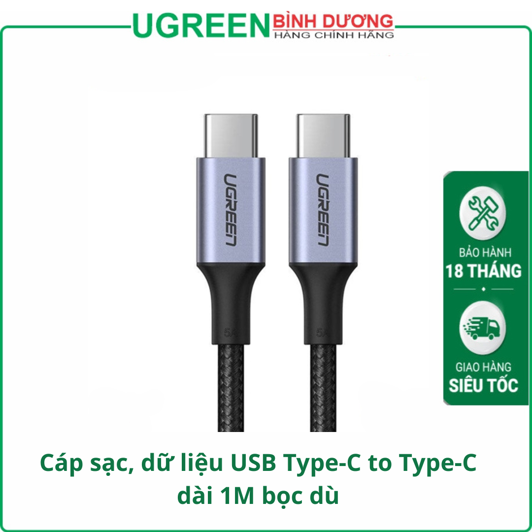 Cáp Sạc nhanh PD 3.1, dữ liệu 240W 5A USB Type-C to Type-C dài 1M, bện nylon Ugreen 15311 cao cấp