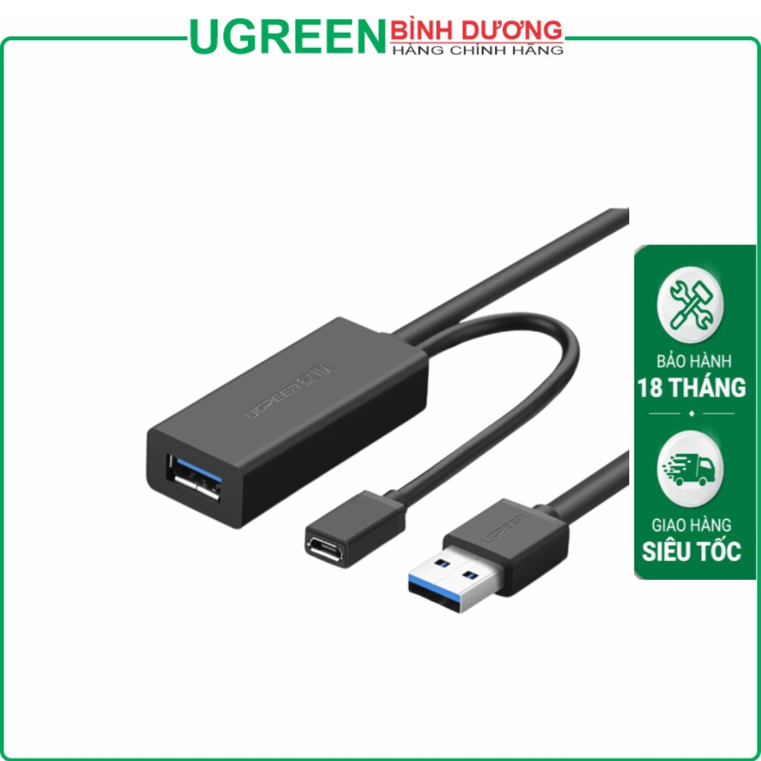 Cáp USB 3.0 nối dài 5m hỗ trợ nguồn Micro USB chính hãng Ugreen 20826 cao cấp