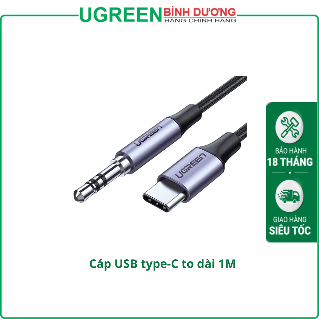 Cáp USB type-C to Audio 3.5mm có Microphone, dài 1M UGREEN 30633 (màu đen)