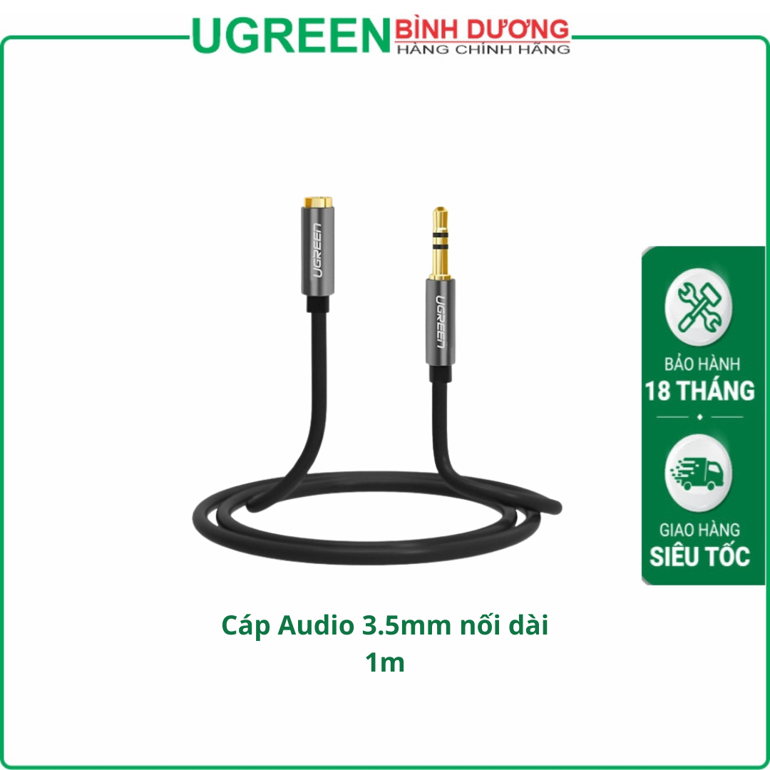 Cáp audio Ugreen 10592 3.5mm nối (Dài 1m)