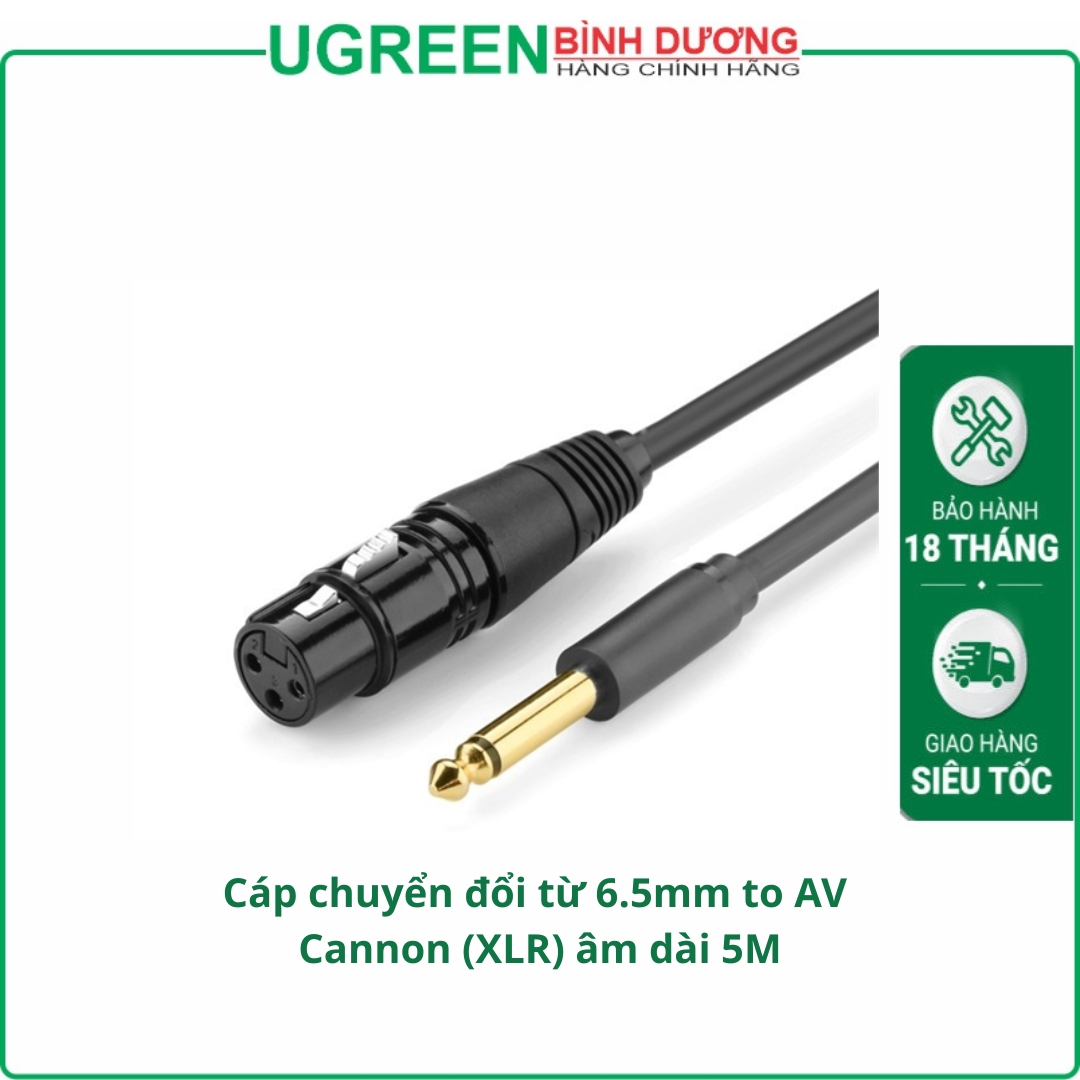 Cáp audio Ugreen 20721 6.35mm sang Canon (Dài 5m)