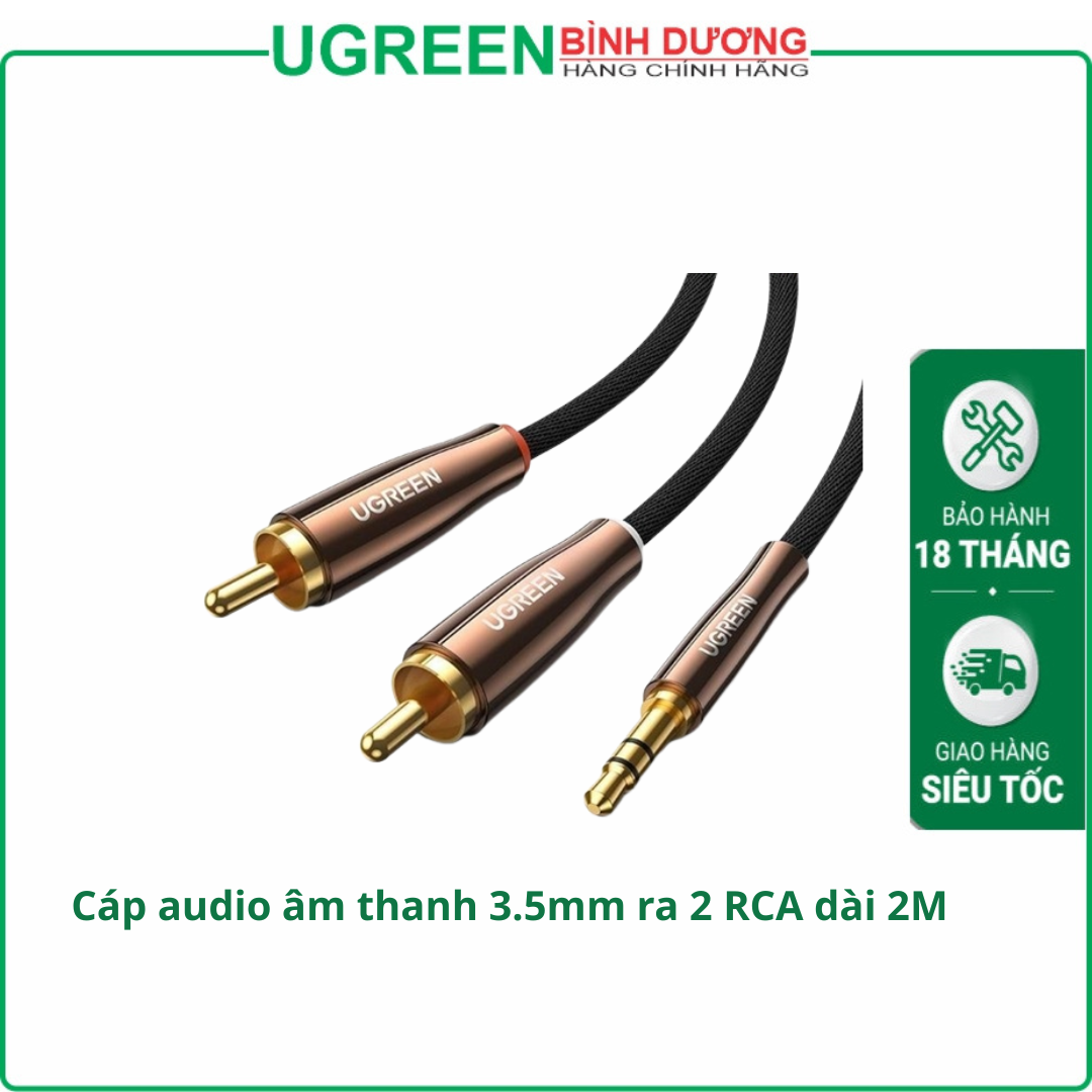 Cáp audio âm thanh 3.5mm ra 2 RCA dài 2M Ugreen 80847 cao cấp