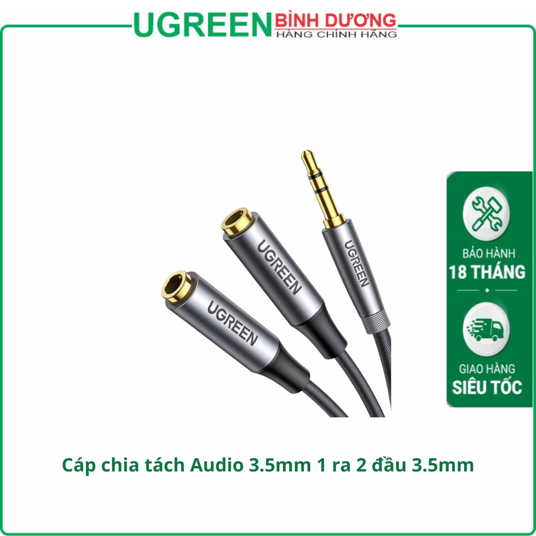 Cáp chia tách Audio 3.5mm 1 ra 2 đầu 3.5mm Loa và Mic Ugreen 50254 cao cấp