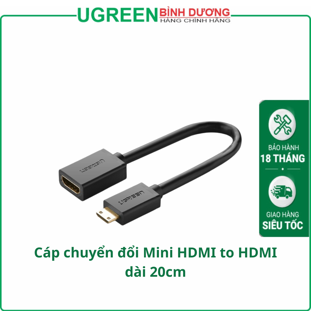 Cáp chuyển đổi Mini HDMI to HDMI dài 20cm chính hãng Ugreen 20137