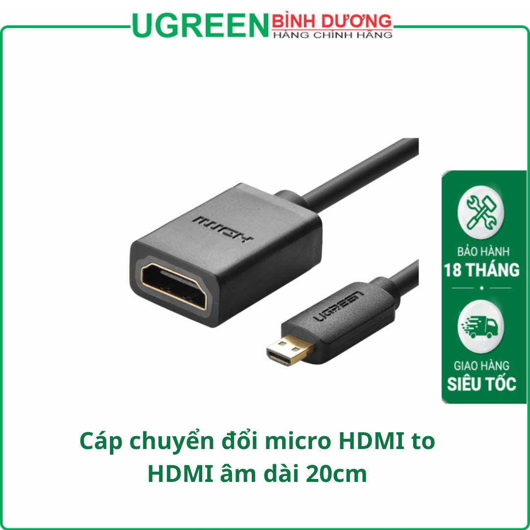 Cáp chuyển đổi micro HDMI to HDMI âm dài 20cm Ugreen 20134