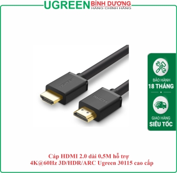 Cáp HDMI 2.0 truyền âm thanh hình ảnh dài 0.5M Ugreen (30115)