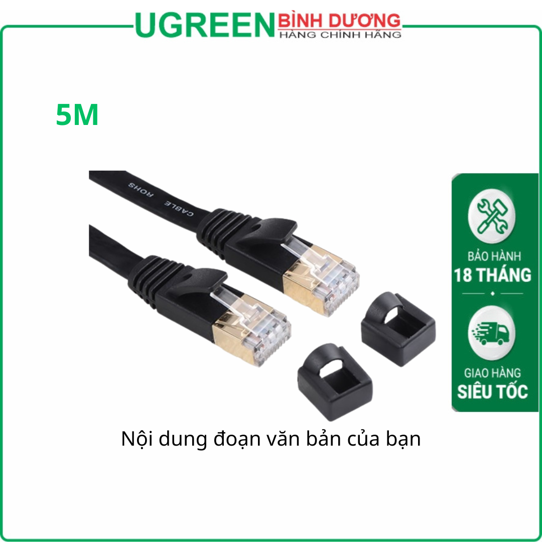 Cáp dữ liệu dạng dẹp nối mạng CAT7 truyền dữ liệu giữa các máy tính,dài 5M Ugreen 11263 10.2GBPS