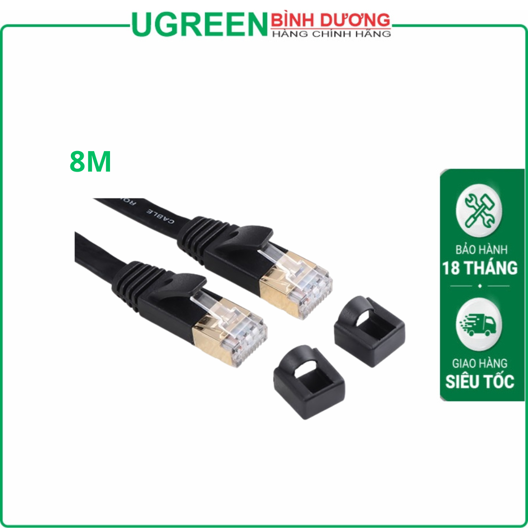 Cáp dữ liệu dạng dẹp nối mạng CAT7 truyền dữ liệu giữa các máy tính dài 8M Ugreen 11264 10.2GBPS