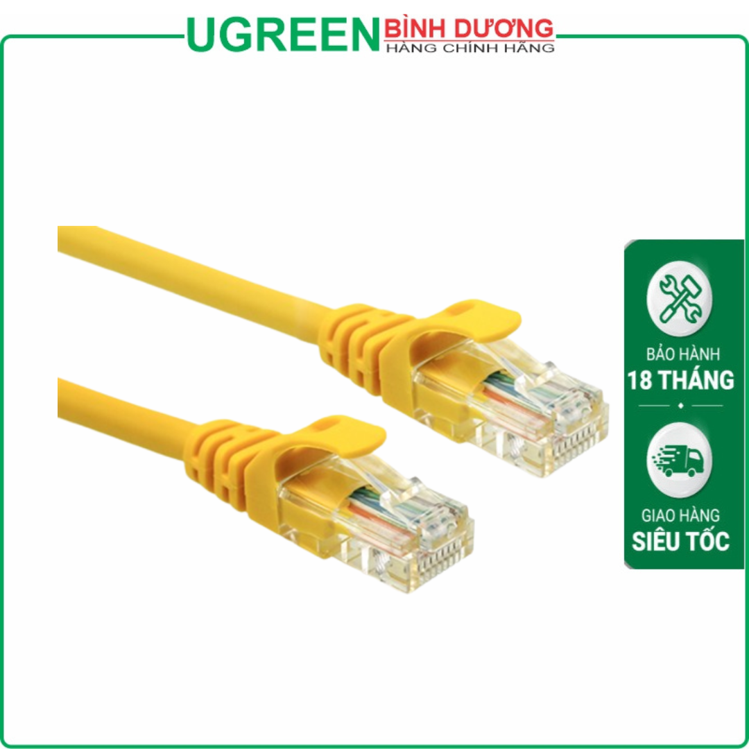 Cáp mạng đúc sẵn Cat5e 2M Ugreen 11231 màu vàng cao cấp