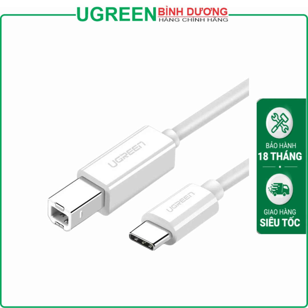 Cáp máy in USB 2.0 Type-C to USB Type-B Ugreen 40417 (Dây dài 1.5m)