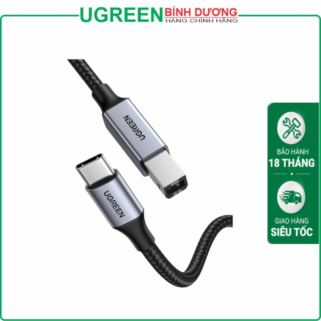 Cáp máy in USB Type-C to USB Type-B dài 3M bọc dù Ugreen 80808 cao cấp