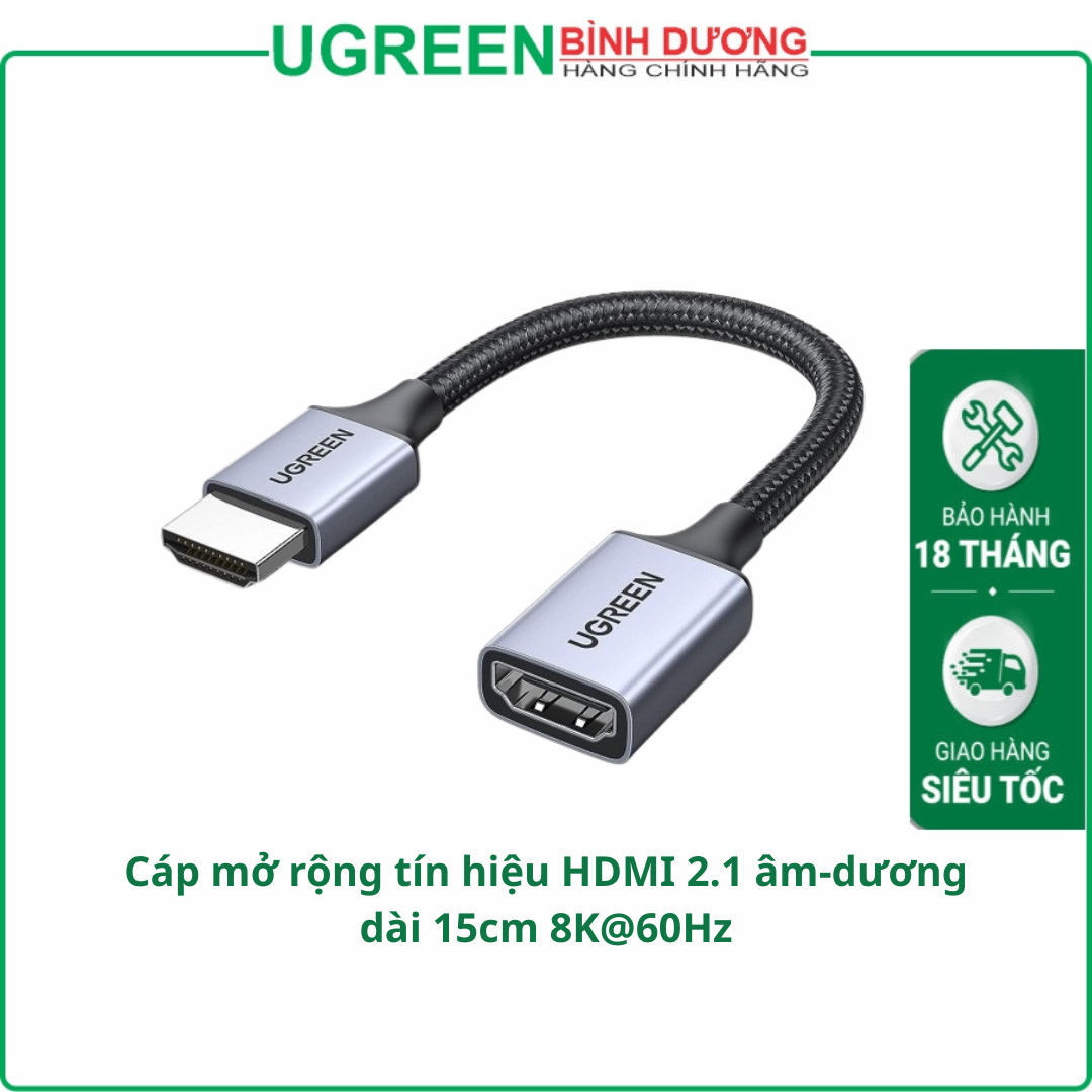 Cáp mở rộng tín hiệu HDMI 2.1 âm-dương dài 15cm 8K@60Hz Ugreen 15518 cao cấp