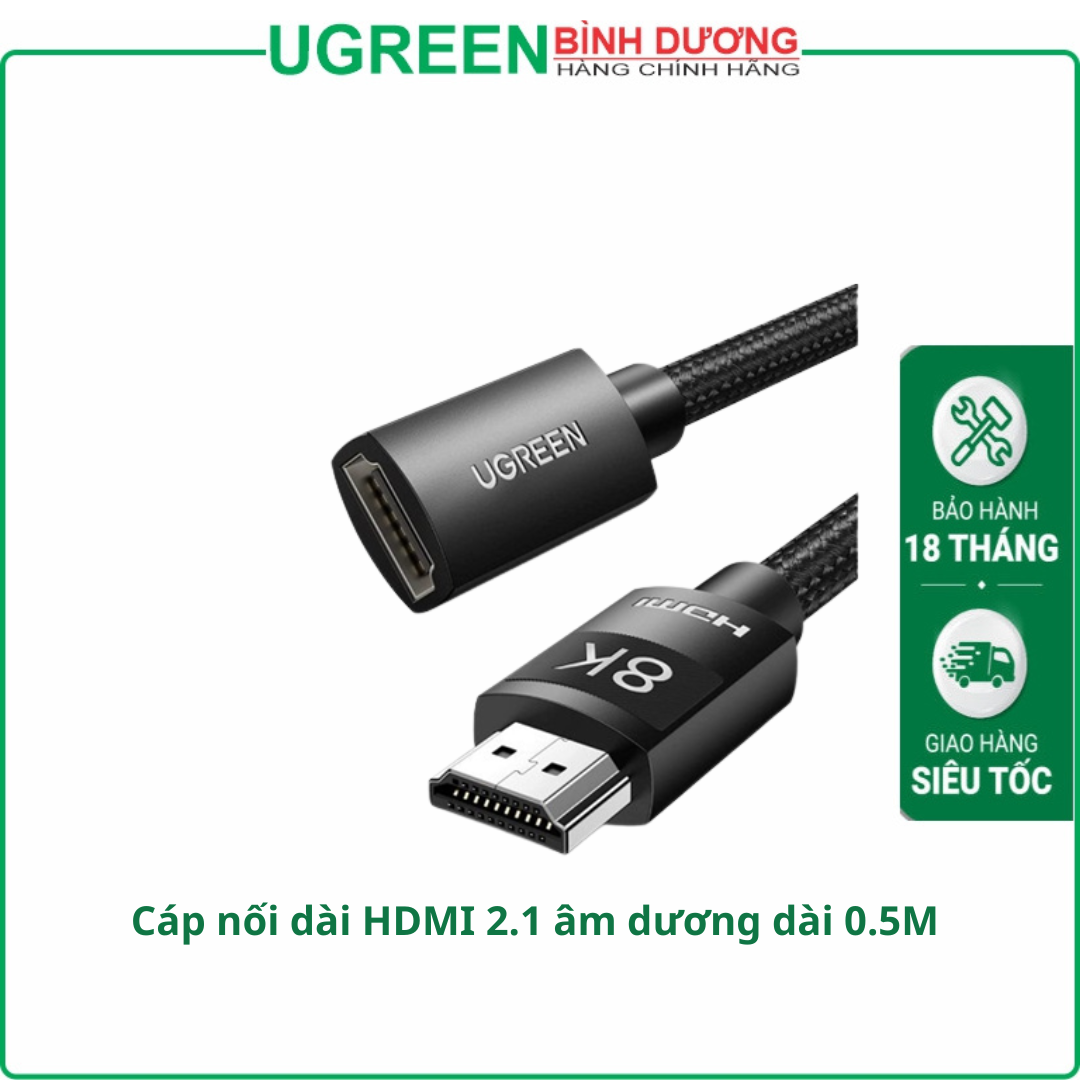 Cáp nối dài HDMI 2.1 Ugreen 40400 (Dài 0.5m, hỗ trợ độ phân giải 8K 60Hz)