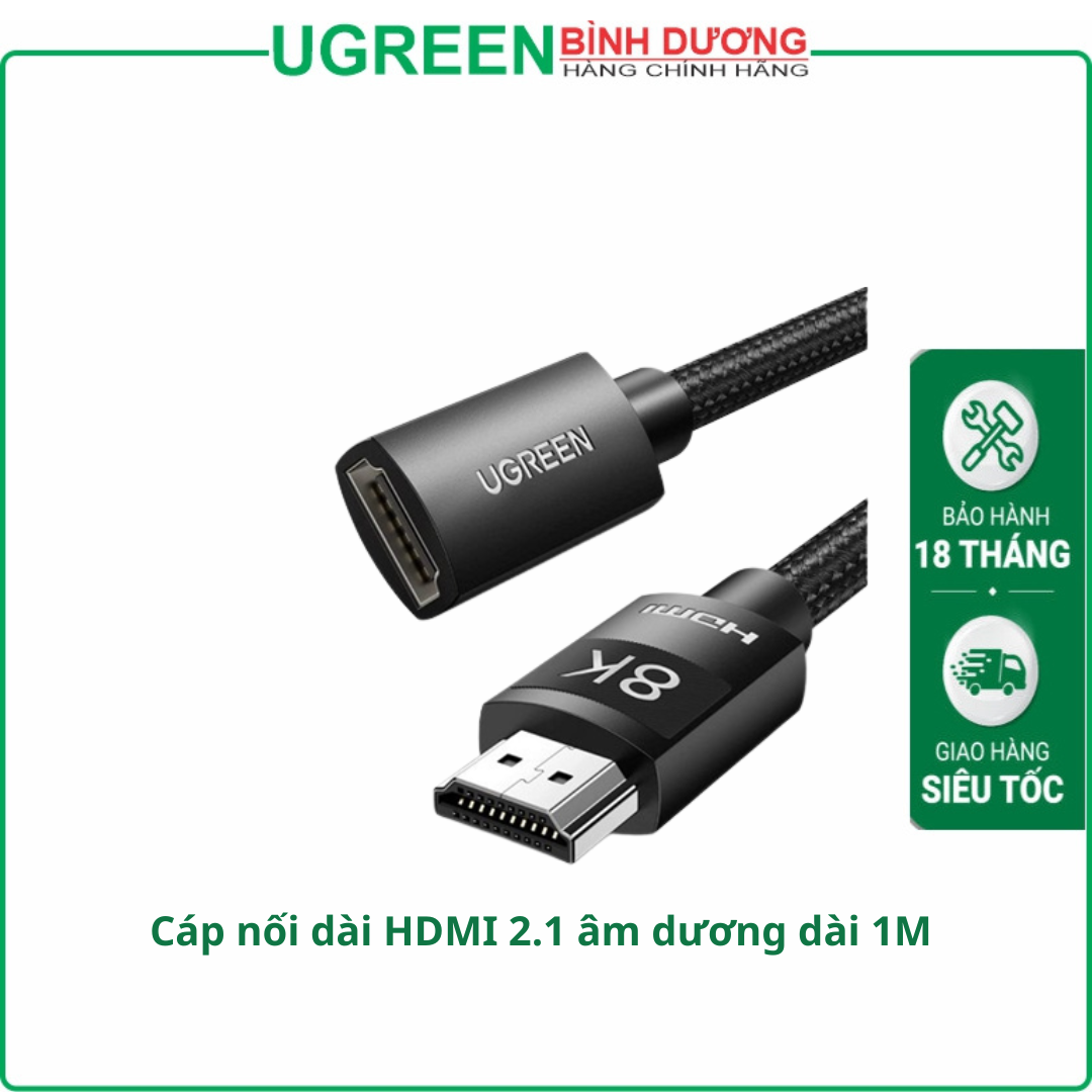 Cáp nối dài HDMI 2.1 Ugreen 40447 (Dài 1m, hỗ trợ độ phân giải 8K 60Hz)
