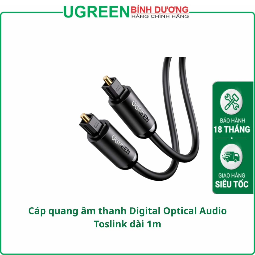 Cáp quang âm thanh Digital Optical Audio Toslink dài 1m Ugreen (70890)