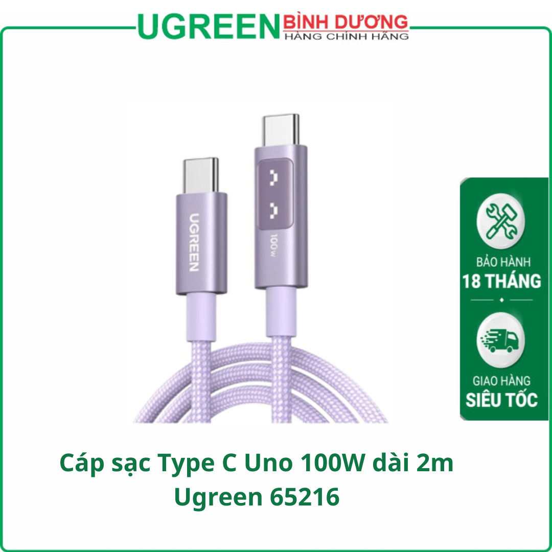 Cáp sạc Type C Uno 100W dài 2m Ugreen 65216 L509