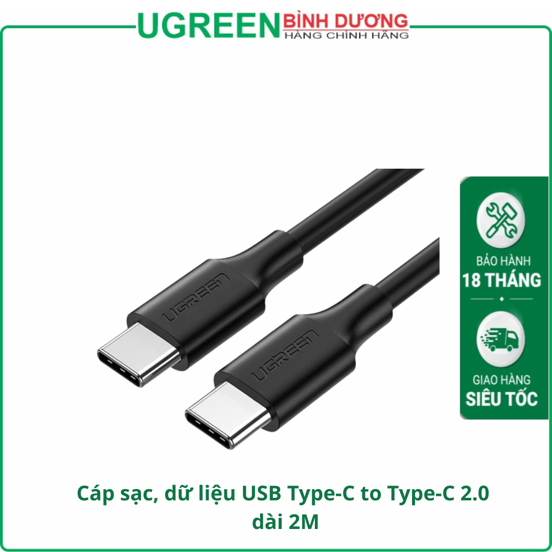 Cáp sạc, dữ liệu USB Type-C to Type-C 2.0 dài 2M hỗ trợ PD/QC 60W Ugreen 10306 cao cấp