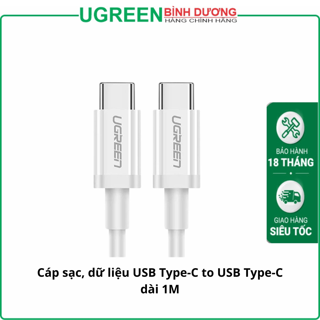 Cáp sạc, dữ liệu USB Type-C to USB Type-C dài 1M hỗ trợ PD 60W Ugreen 60518