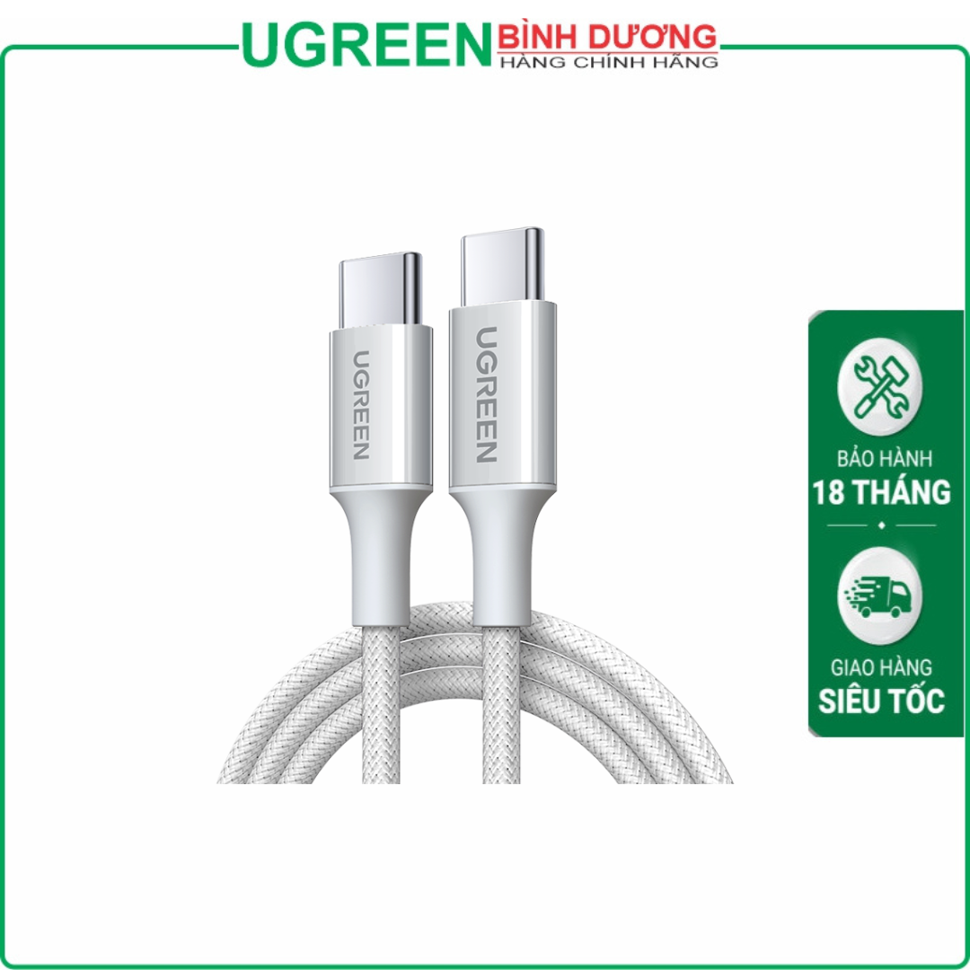 Cáp sạc nhanh 100W/5A USB Type-C to USB Type-C dài 2M Ugreen 35221 cao cấp (Màu Trắng)