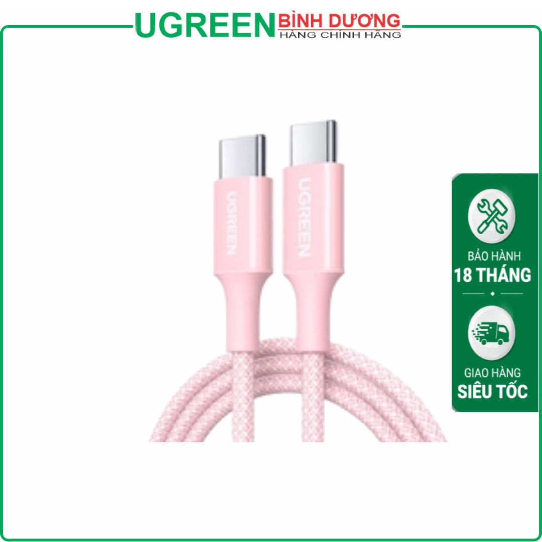 Cáp sạc nhanh 100W/5A USB Type-C to USB Type-C dài 2M Ugreen 65252 cao cấp (Màu Hồng)