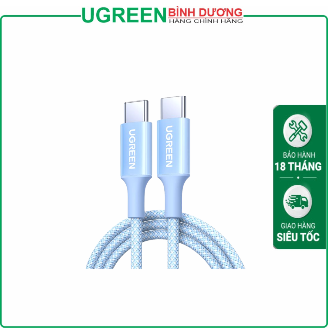 Cáp sạc nhanh 100W/5A USB Type-C to USB Type-C dài 2M Ugreen 65254 cao cấp (Màu Xanh Biển)