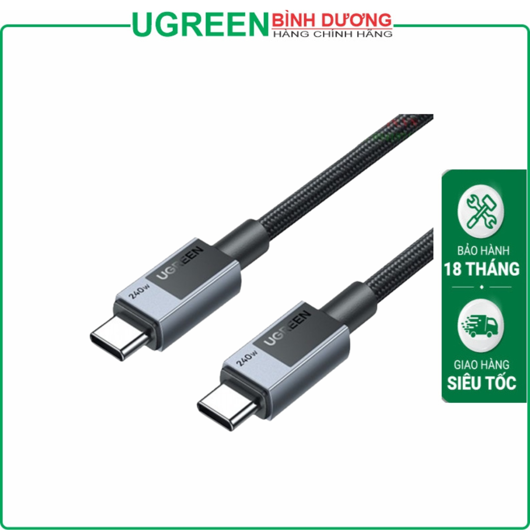 Cáp sạc nhanh, dữ liệu 240W 5A USB Type-C to Type-C dài 2M Ugreen 45068 cao cấp (bọc dù)