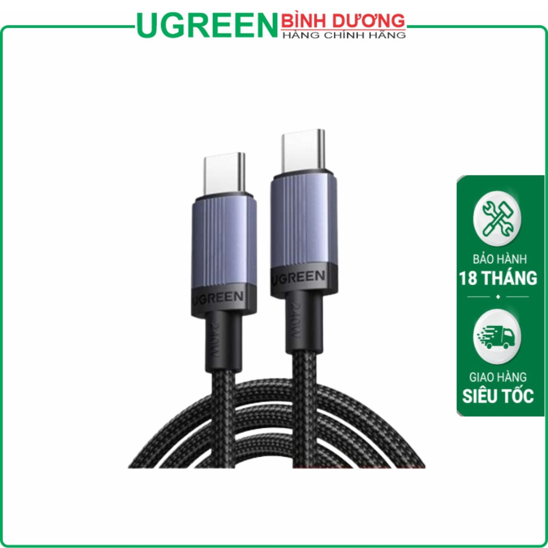 Cáp sạc nhanh, dữ liệu 240W 5A USB Type-C to Type-C dài 3M Ugreen 65909 cao cấp (bọc dù)