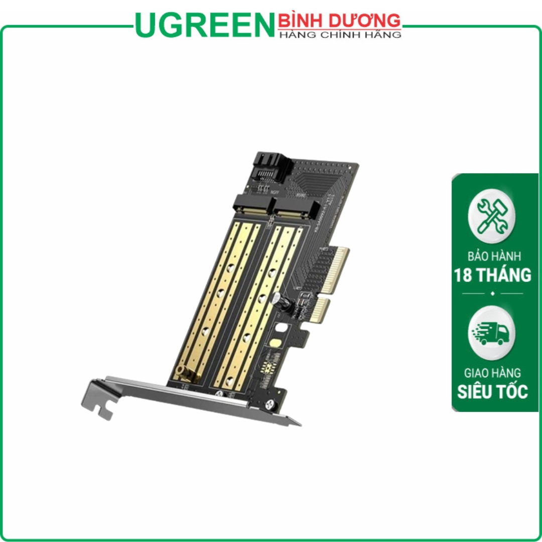 Card chuyển đổi ổ cứng SSD M.2 NVMe+Sata sang PCI-E 3.0 4X Ugreen 70504 cao cấp