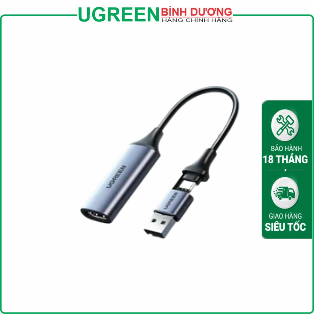 Card ghi hình Ugreen 25854 CM489 (HDMI to USB + Type C,Video Capture live streaming)