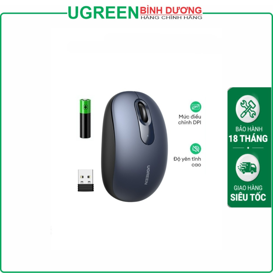 Chuột không dây Ugreen (90550) 2.4G Silent màu xanh đậm (Win+Mac)