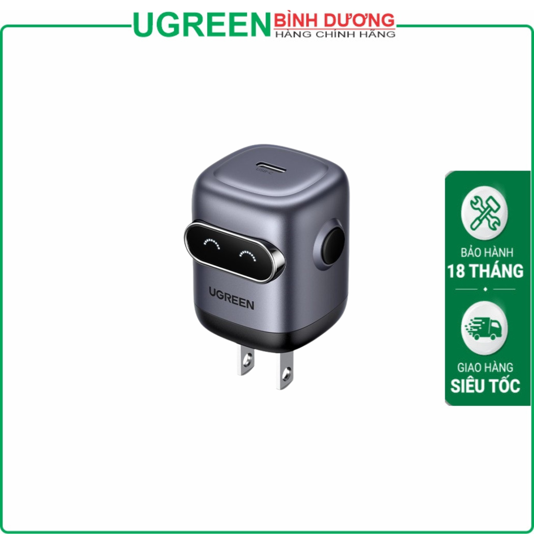 Củ sạc nhanh GaN hình Robot 30W 1 cổng Type-C Ugreen 45004 cao cấp (US Plug)