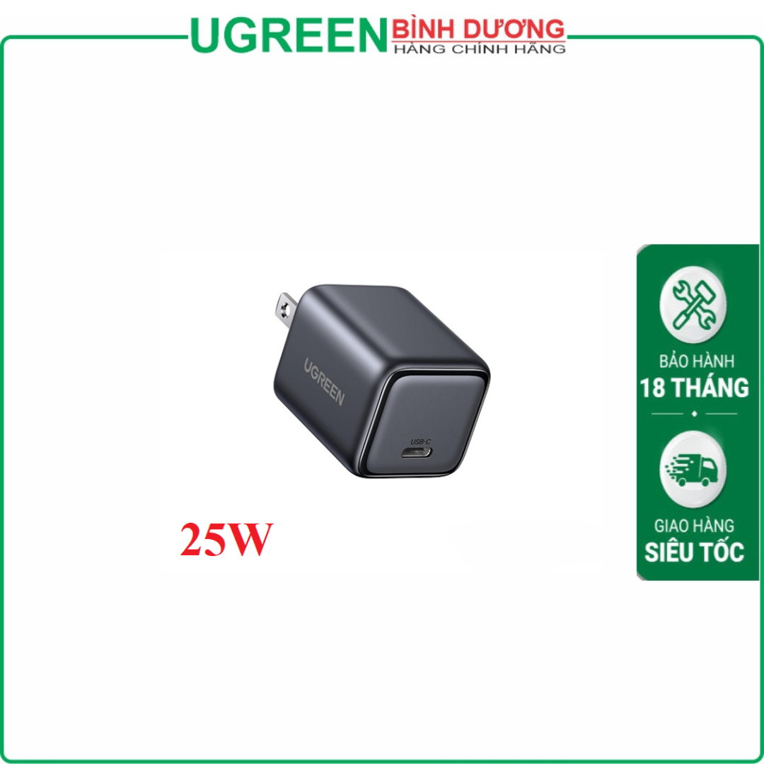 Củ sạc nhanh Nexode Mini 25W GaN cổng USB Type-C Ugreen 75955/X517 cao cấp (US Plug)