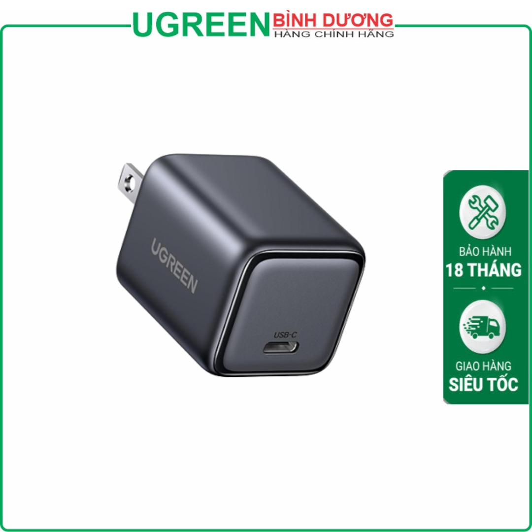 Củ sạc nhanh Nexode Mini 30W GaN cổng USB Type-C Ugreen 55530/X513 cao cấp (US Plug không gập)