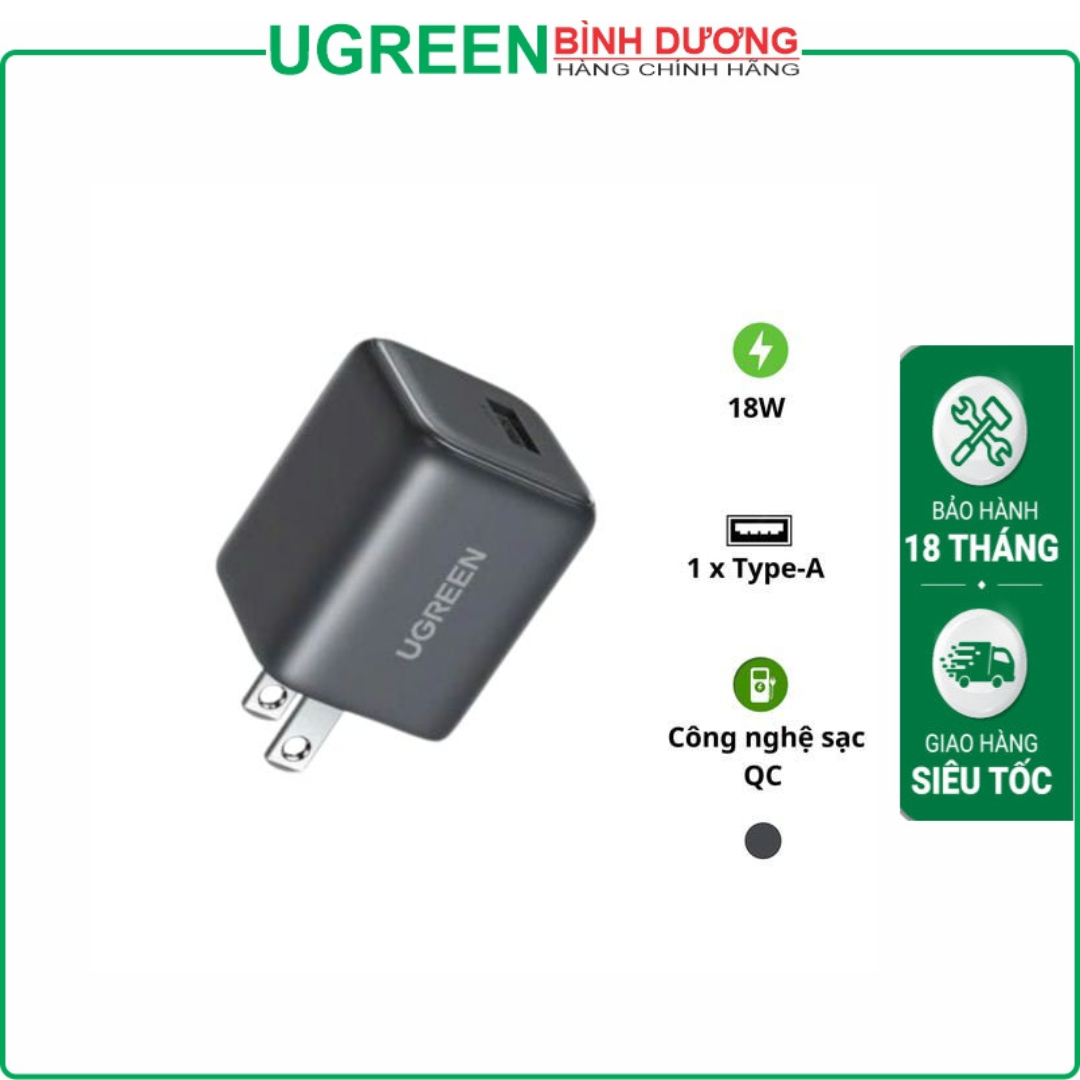 Củ sạc nhanh UGREEN 75953 18W chuẩn QC3.0, cổng USB-A