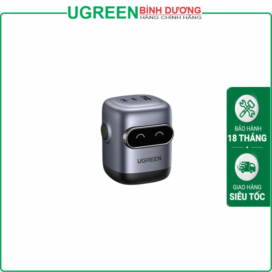Củ sạc nhanh hình Robot 65W 3 cổng Type-C x2, Type-A x1 Ugreen 45001 cao cấp (US Plug)