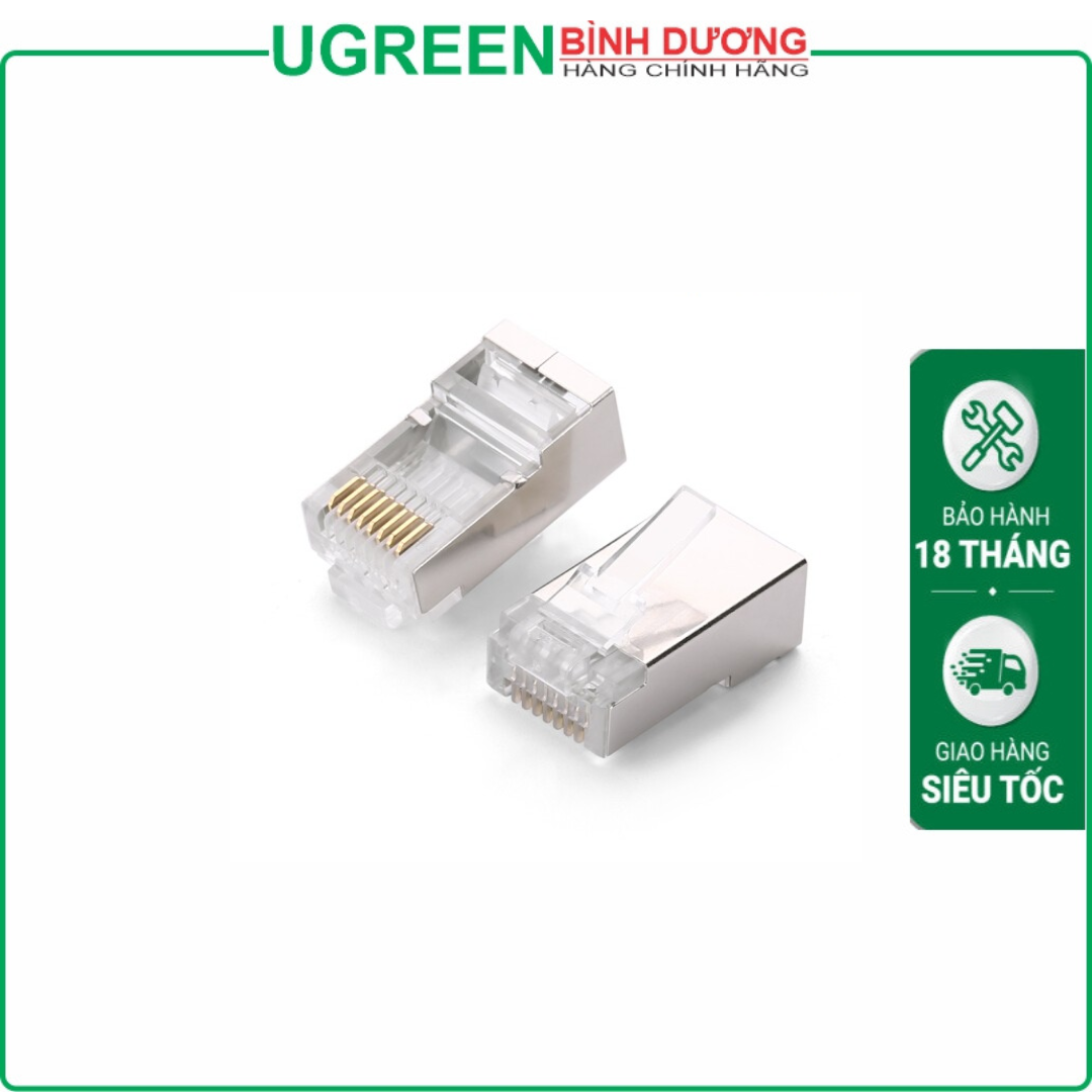 Đầu bấm mạng RJ45 cat 6 bọc nhôm 10c/túi chính hãng Ugreen 20333 cao cấp