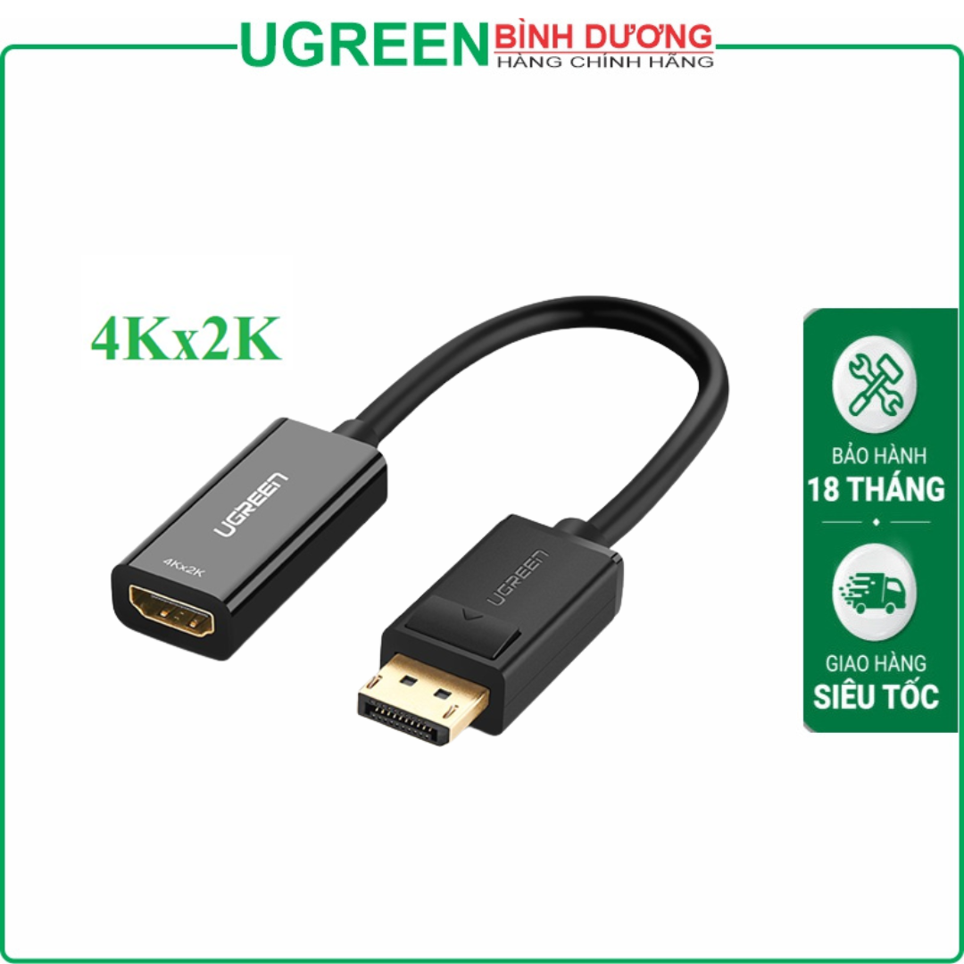 Đầu chuyển Displayport To HDMI 4K@30Hz Dài 15cm Ugreen 40363