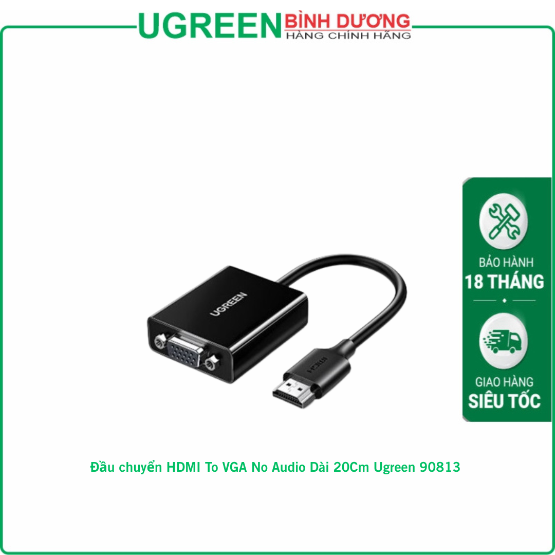 Đầu chuyển HDMI To VGA No Audio Dài 20Cm Ugreen 90813