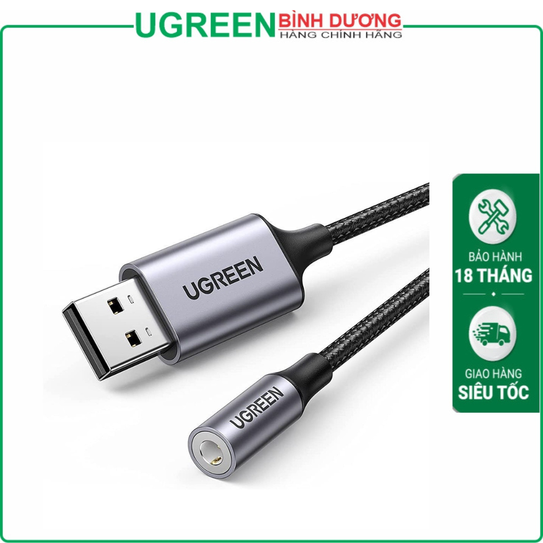 Đầu chuyển USB To Audio (1 cổng 3.5 tích hợp chung Mic + Audio) Dài 15Cm Ugreen 30757
