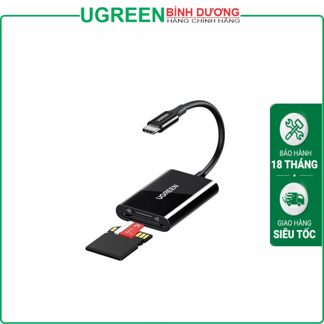 Đầu đọc thẻ SD/TF USB 3.0 chuẩn Type-C Ugreen 35622 cao cấp (hỗ trợ thẻ 2TB)
