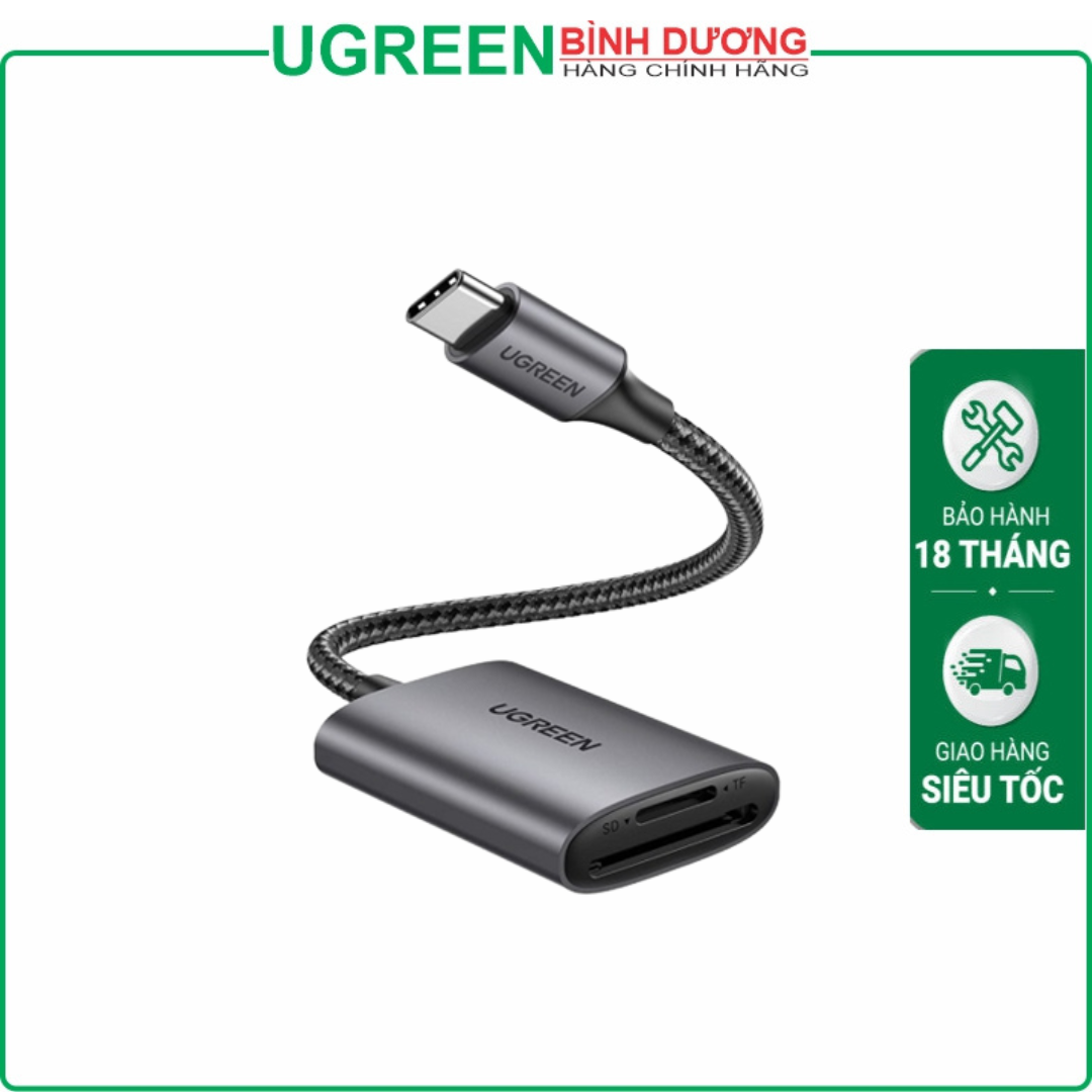 Đầu đọc thẻ SD/TF chuẩn USB Type-C Ugreen 80888 vỏ nhôm cao cấp