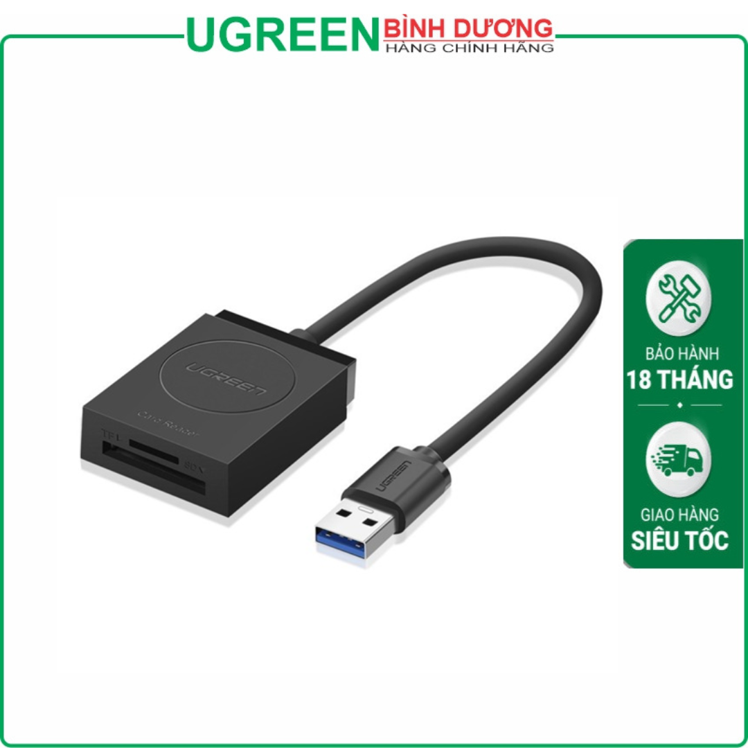Đầu đọc thẻ USB 3.0 hỗ trợ SD/TF chính hãng Ugreen 20250 cao cấp