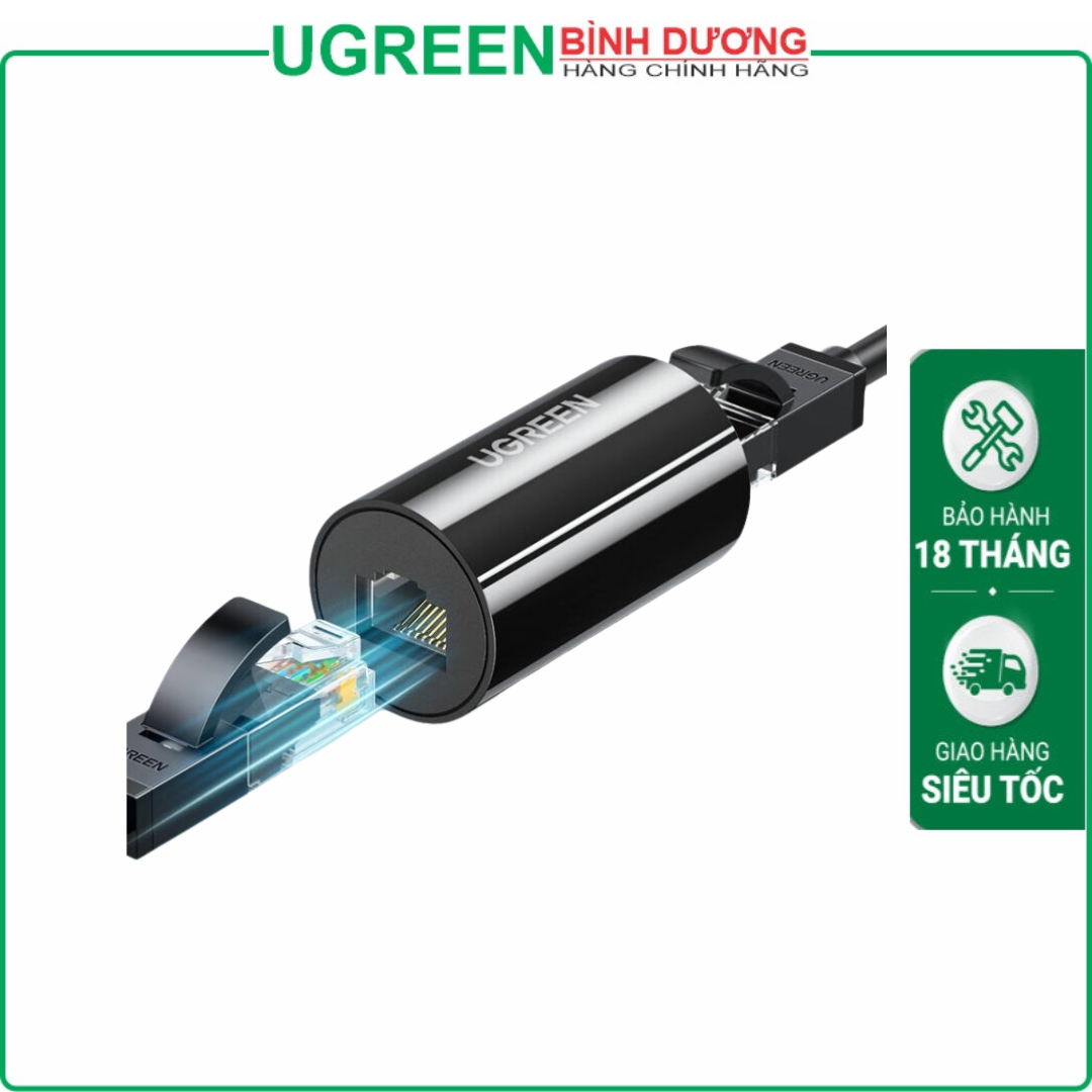Đầu nối mạng lan RJ45 1 ra 1 10Gb chống sét màu đen Ugreen 30837