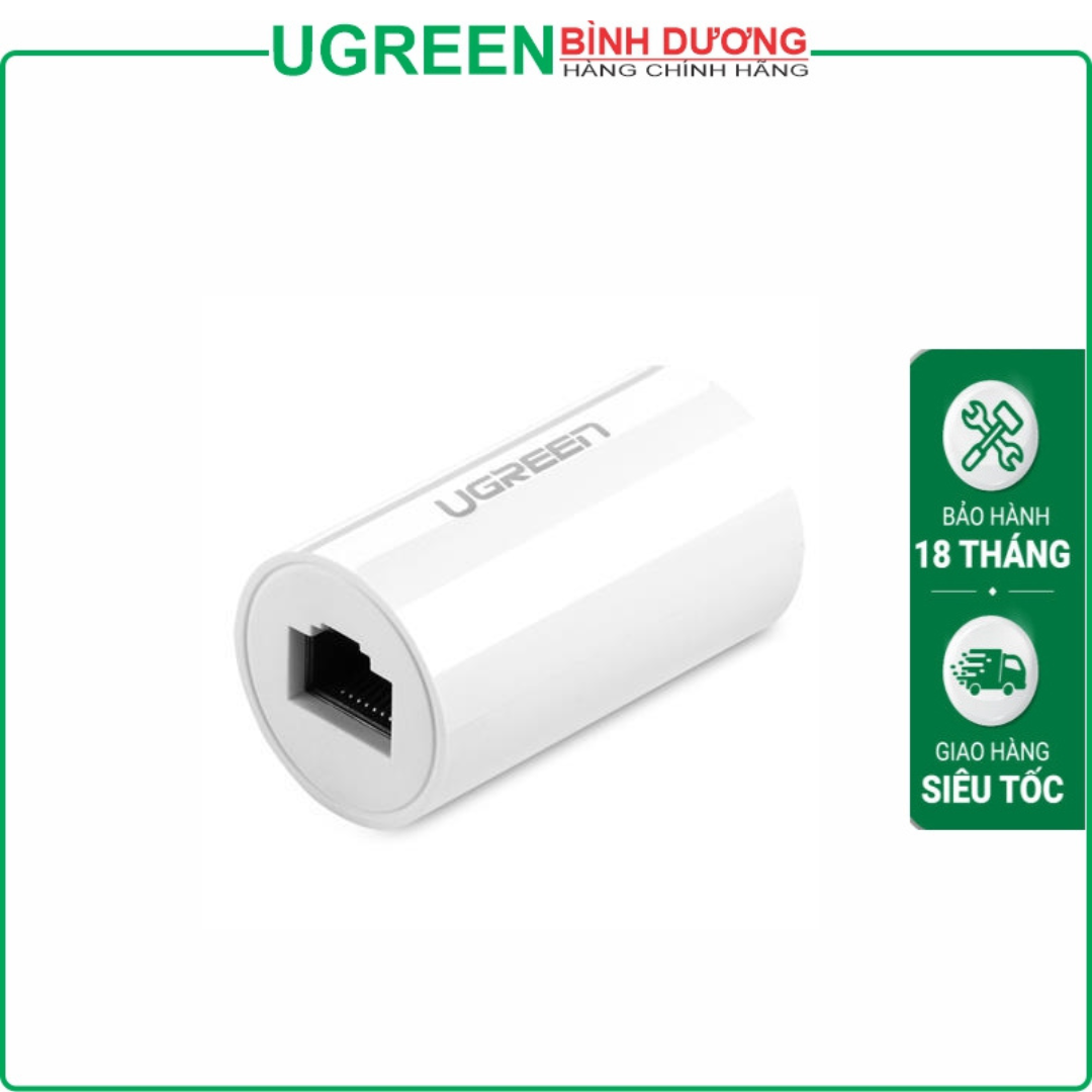 Đầu nối mạng lan RJ45 1 ra 1 Tốc độ 10Gb chống sét mầu trắng hình trụ Ugreen 20391