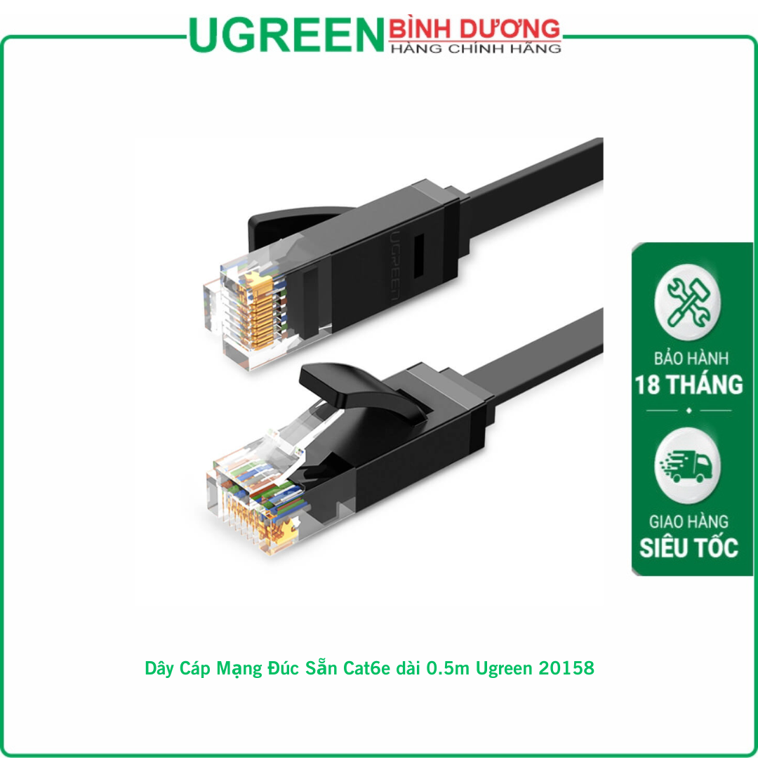 Dây Cáp Mạng Đúc Sẵn Cat6e dài 0.5m Ugreen 20158