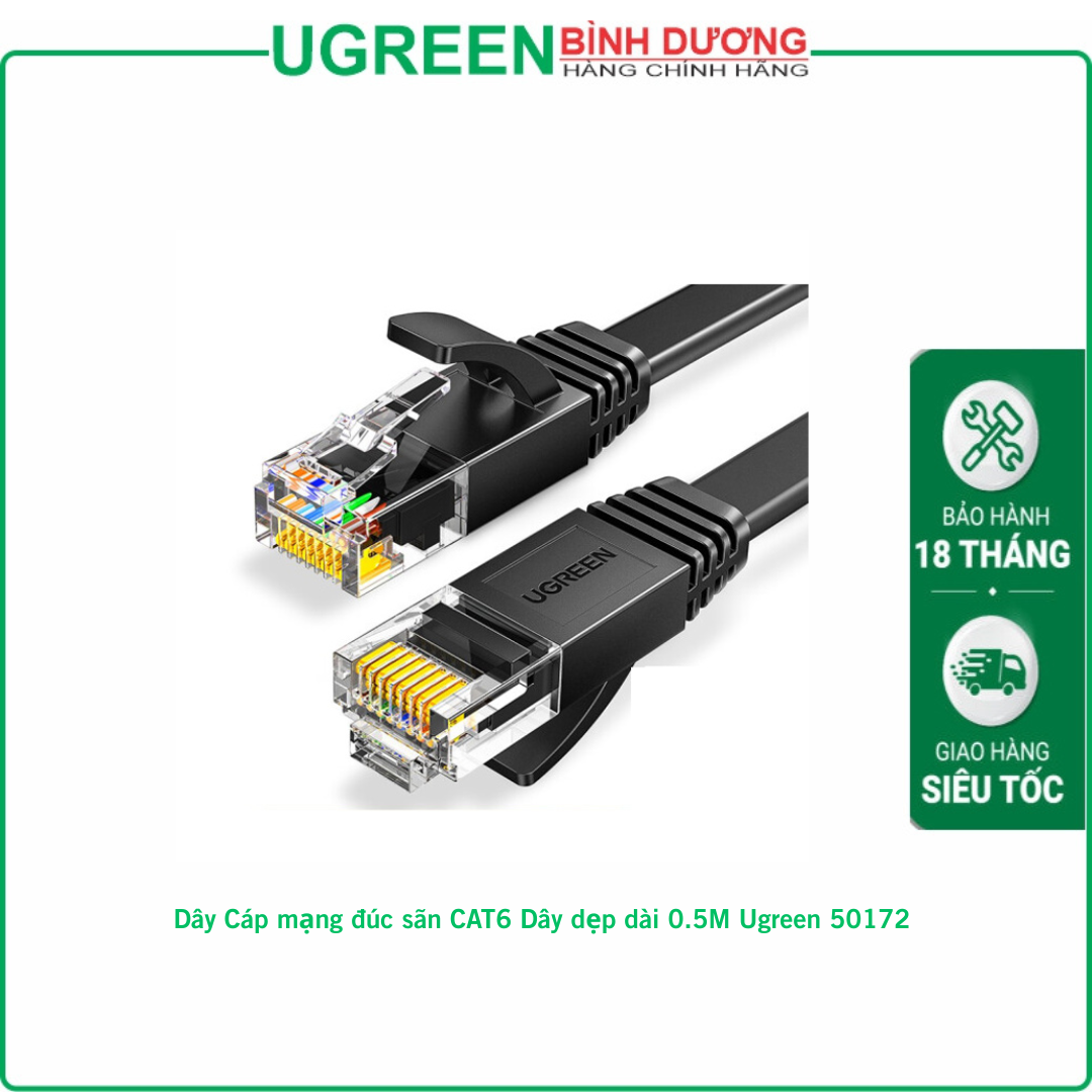 Dây Cáp mạng đúc sãn CAT6 Dây dẹp dài 0.5M Ugreen 50172