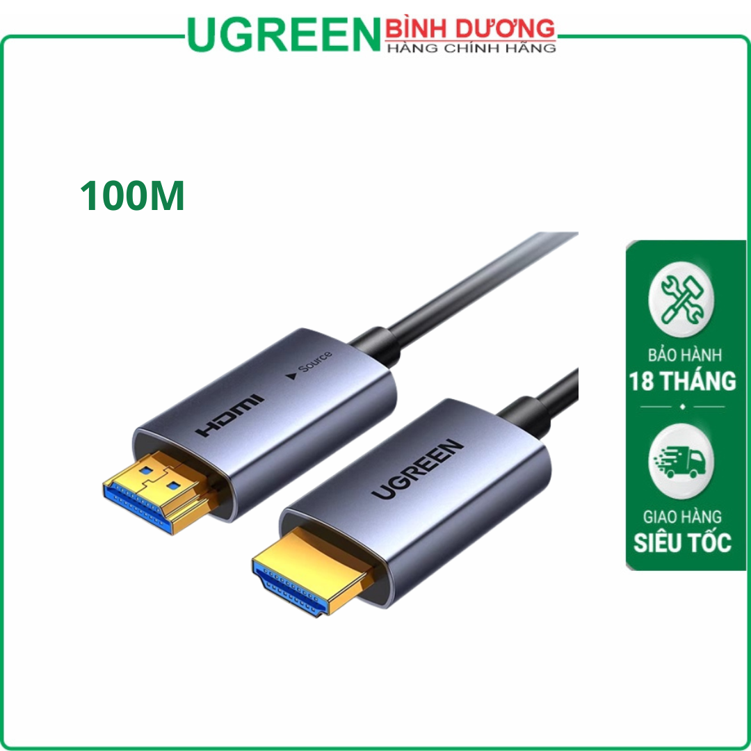 Dây cáp HDMI 2.0 4K@60Hz (Sợi quang Aoc) dài 100M Ugreen (45512)